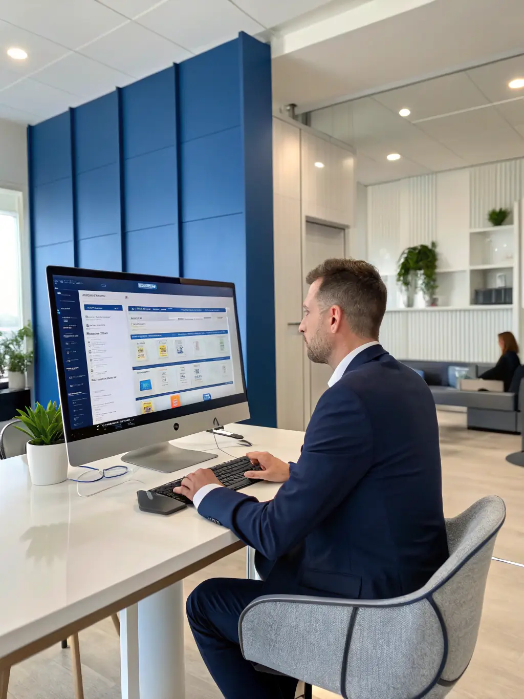 A project manager creating a detailed project timeline and budget proposal on a digital tablet, showcasing IntraTech's commitment to transparency and planning.