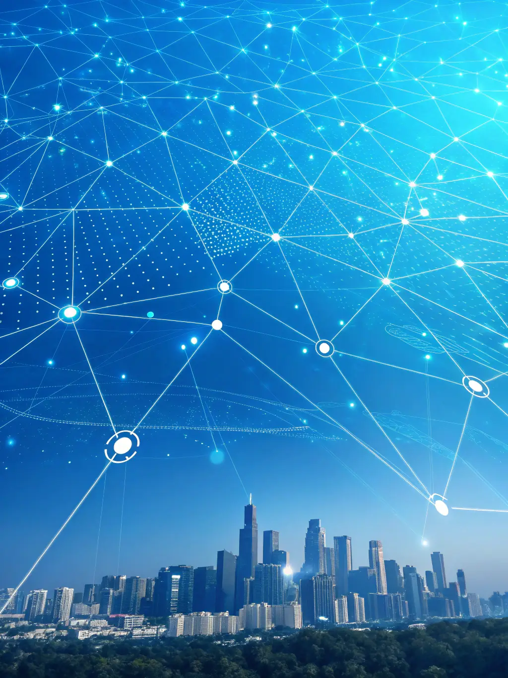 An abstract representation of scalable architecture, showing interconnected nodes growing and expanding, symbolizing the ability of IntraTech's software to adapt to business growth.