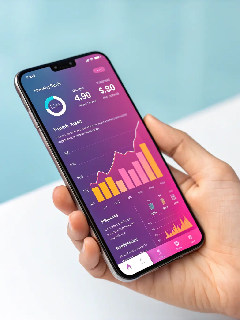 A mobile app interface showing real-time data synchronization with a custom-built enterprise resource planning (ERP) system, designed for a manufacturing client.